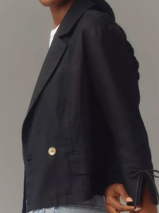 Anthropologie DOLAN Linen Blazer Black Size Small - Picture 4 of 8